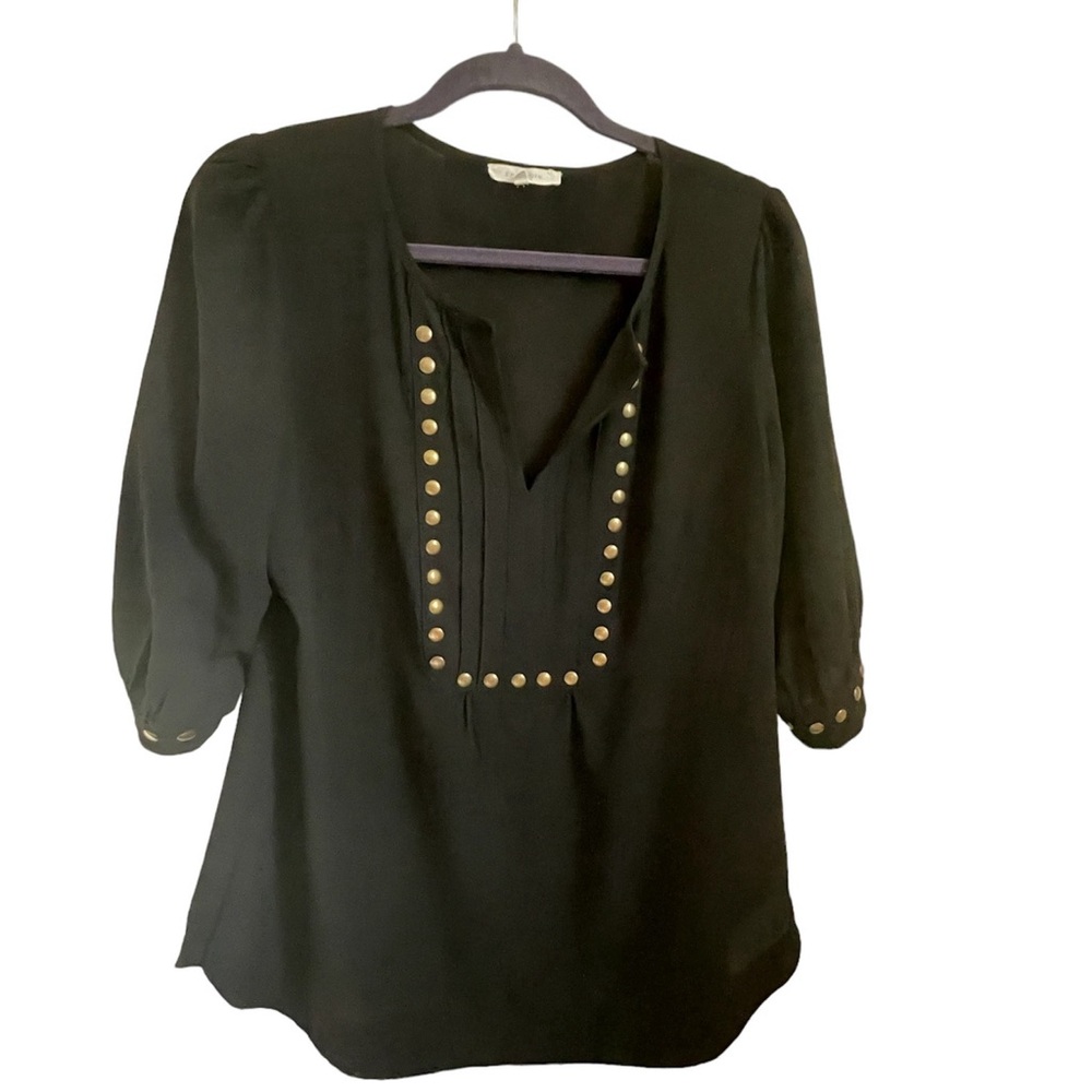 41 Hawthorn Black 3/4 Sleeve Top with studs  - L